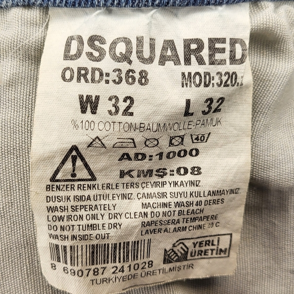 DSQUARED2 Slim Fit Paint Logo Denim Jeans size 32x32 - Picture 8 of 8